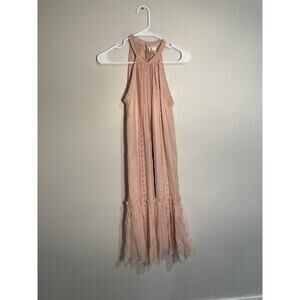 Sundance Nude Pink Lace Halter Neck Midi‎ Dress Size Small